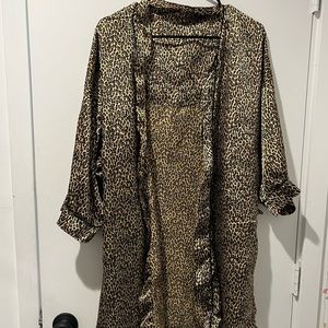 satin leopard print robe